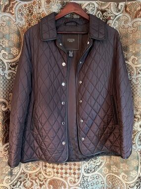 Coach Quilted Puffer Jacket in Dark Brown